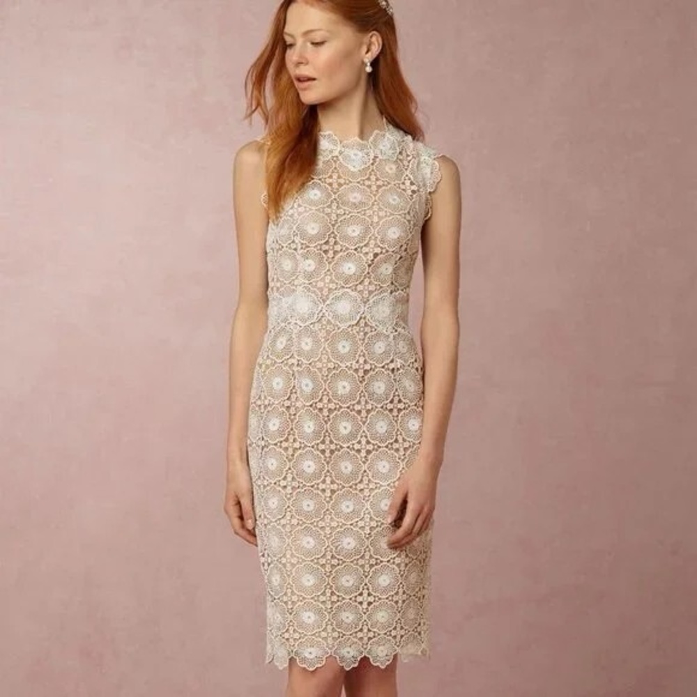 BHLDN Sara Emanuel Myla White Lace Sheath Dress